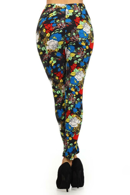 Multi-Colored Floral Printed High Waisted Leggings