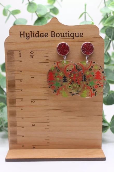 Christmas Circle Dangle Earrings