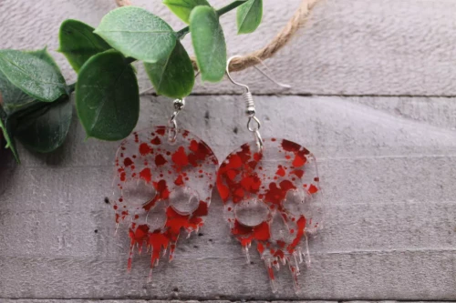 Bloody Skull || Acrylic Dangle Earrings || Hypoallergenic