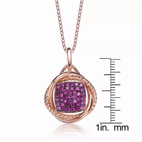 Collette Z Rose and Black-plated Silver Red Cubic Zirconia Drop Necklace