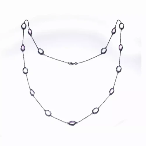 Collette Z Black-plated Sterling Silver White and Pink Cubic Zirconia Necklace