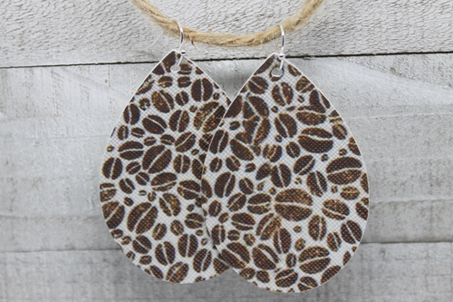Coffee Beans Teardrop Faux Leather Earrings