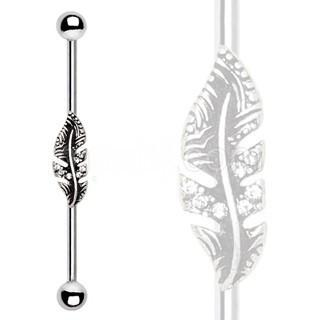 316L Stainless Steel Jeweled Leaf Industrial Barbell