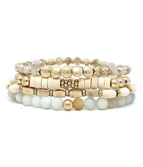Semi Precious Stone Stackable Stretch Bracelet Set