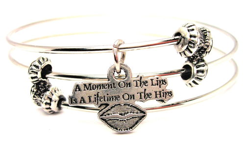 A Moment On The Lips Is A Lifetime On The Hips Triple Style Bangle Bracelet