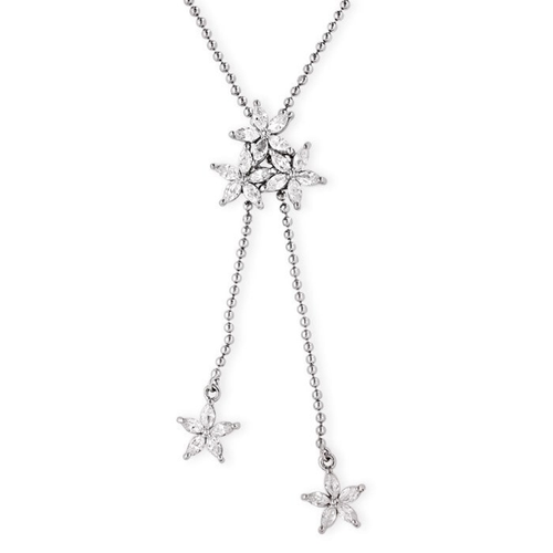Collette Z Sterling Silver Clear Cubic Zirconia Flower Burst Necklace