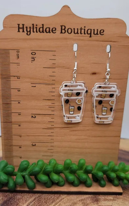 Coffee Cups || Acrylic Dangle Earrings || Hypoallergenic