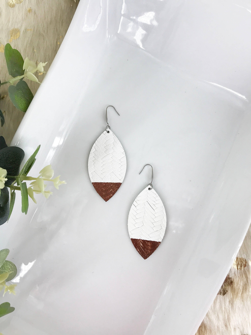 Braided Italian Fishtail Painted Leather Earrings 