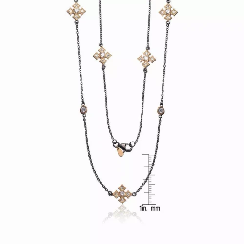 Collette Z Black and Goldplated Sterling Silver Cubic Zirconia Necklace