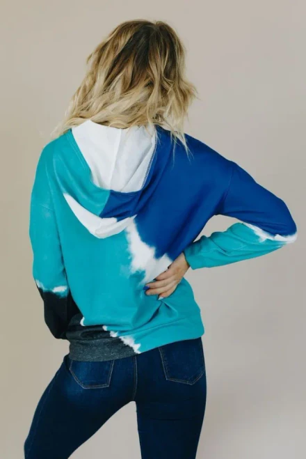 Down the Line Colorblock Tie Dye Hoodie