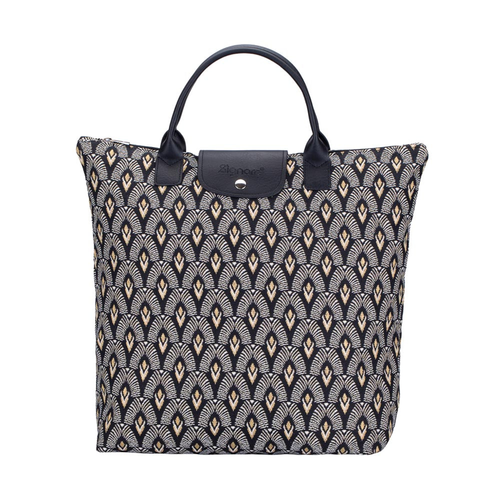 Black And White Luxor Foldable Reusable Grocery Bag
