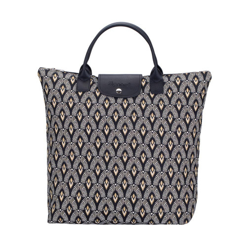 Black And White Luxor Foldable Reusable Grocery Bag
