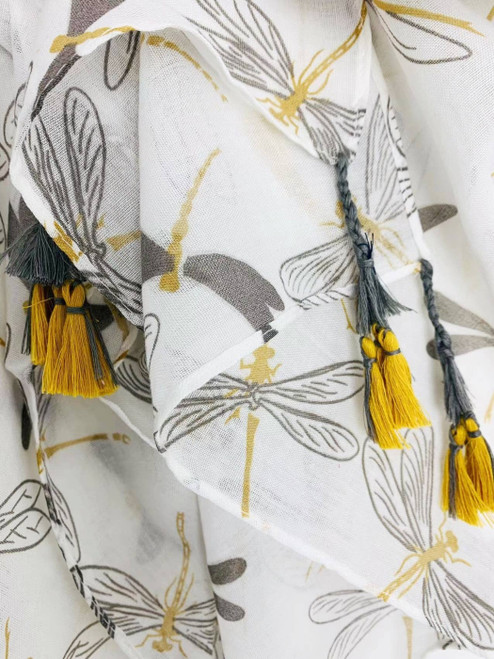 Gold Dragonfly Tassels Kimono