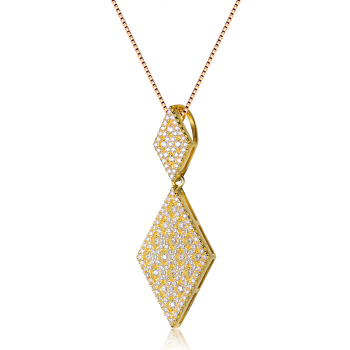 Collete Z Cubic Zirconia Sterling Silver Gold Plated Diamond Shape Drop Pendant