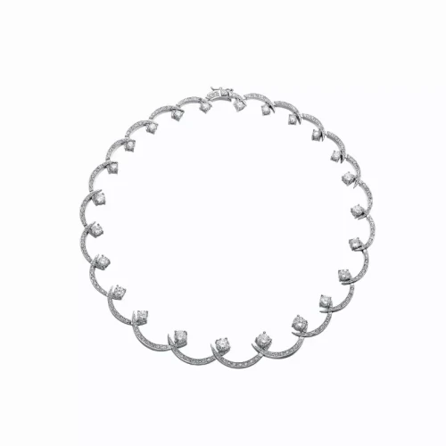 Collette Z Sterling Silver Cubic Zirconia Swirl Necklace