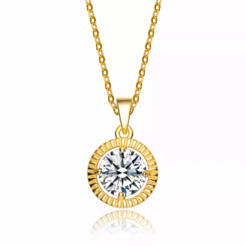 Collette Z Gold Plated Sterling Silver Cubic Zirconia Round Necklace