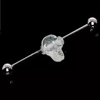 316L Stainless Steel Resin Skull Industrial Barbell