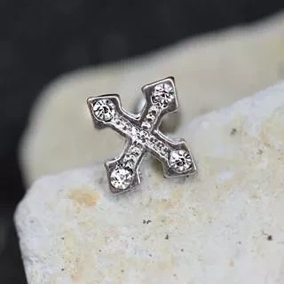 316L Stainless Steel Jeweled Cross Bottony Cartilage Earring