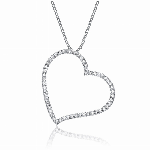 Collette Z Sterling Silver Cubic Zirconia Heart Shape Necklace