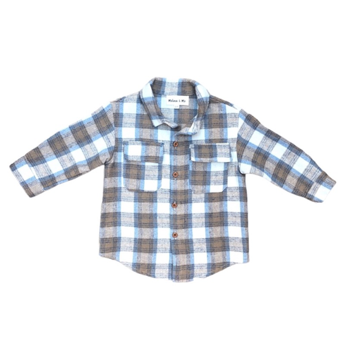 Plaid Shacket (Tan/Blue)