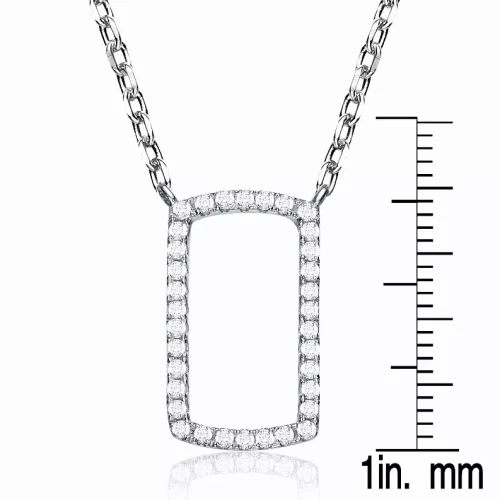 Collette Z Sterling Silver Cubic Zirconia Rectangle Shape Necklace