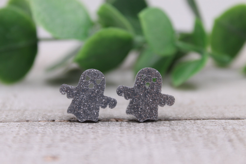 Glitter Ghosts || Stud Earrings || Hypoallergenic