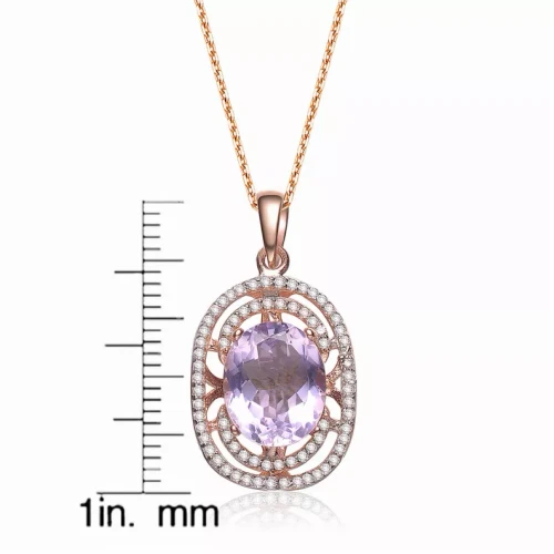 Collette Z Rose-plated Sterling Silver Purple Cubic Zirconia Oval Necklace