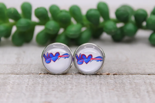 Peace Love Bills Football || Glass Stud Earrings || Hypoallergenic
