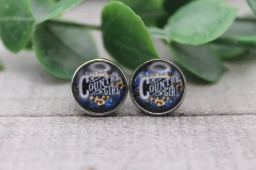 Country Girl  Glass Stud Earrings