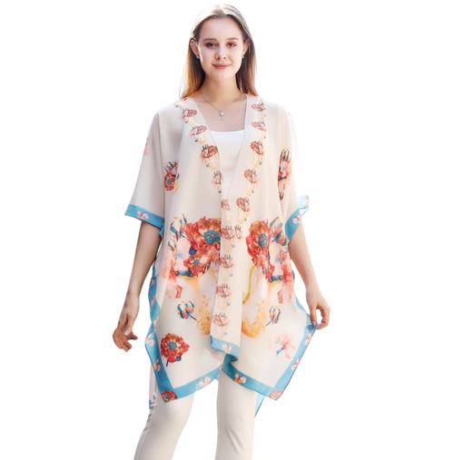 Multi Floral & Vase Kimono