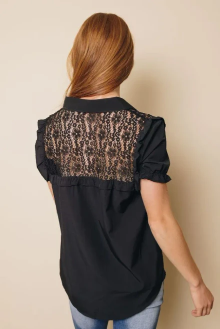 Jillian Lace Patchwork Short Sleeve Shirt
