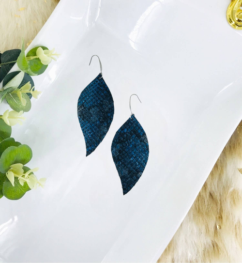 Snake Skin Fringe Leather Earrings 