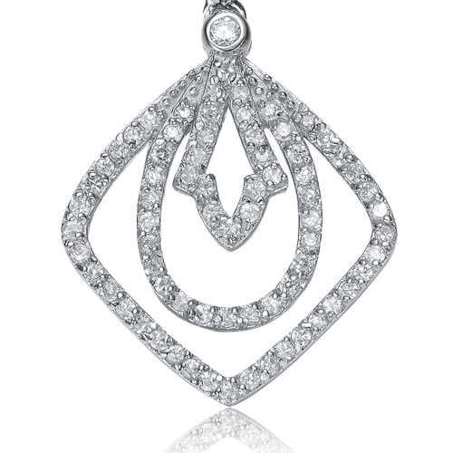 Collette Z Sterling Silver White Cubic Zirconias Diamond Shape Pendant