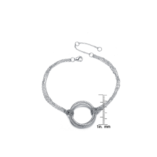 Collette Z Sterling Silver Cubic Zirconia Circle and Chain Bracelet