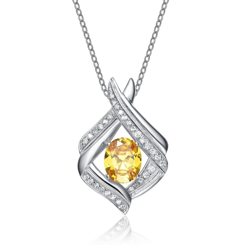 Collette Z Sterling Silver White Cubic Zirconia Yellow Cubic Zirconia Pendant