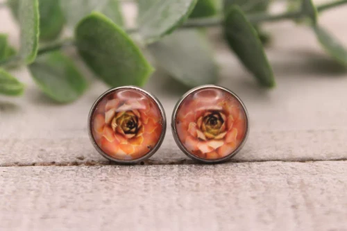 Succulent Glass Stud Earrings