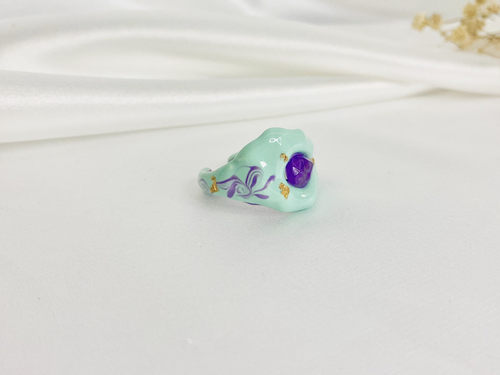 Violet Enamel Gemstone Ring