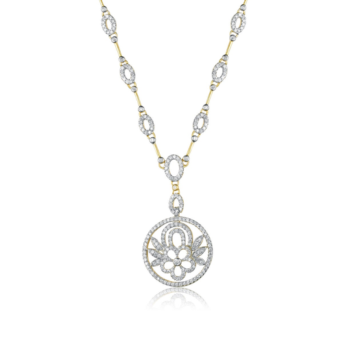 Collette Z Sterling Silver Cubic Zirconia Intricate Pendant Necklace
