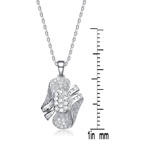 Collette Z Sterling Silver White Cubic Zirconia Flowing Design Pendant
