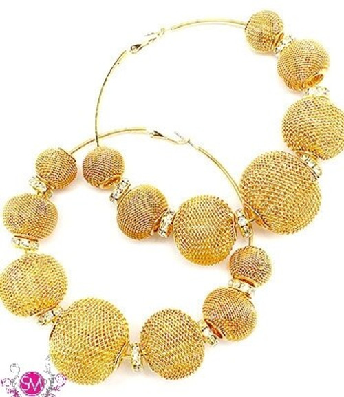 Celebrity Inspired Mesh Chain Balls Earrings