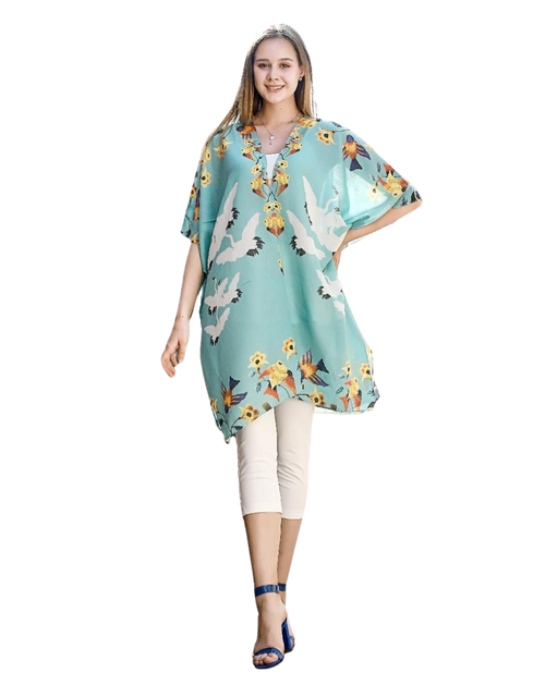 Aqua Crane Kimono
