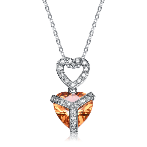 Collette Z Sterling Silver White Cubic Zirconia Orange Cubic Zirconia Pendant