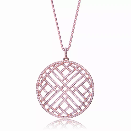 Collette Z Rose-plated Sterling Silver Cubic Zirconia Pave-set Round Necklace