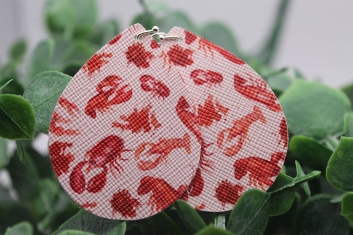 Crayfish Mini Faux Leather Earrings