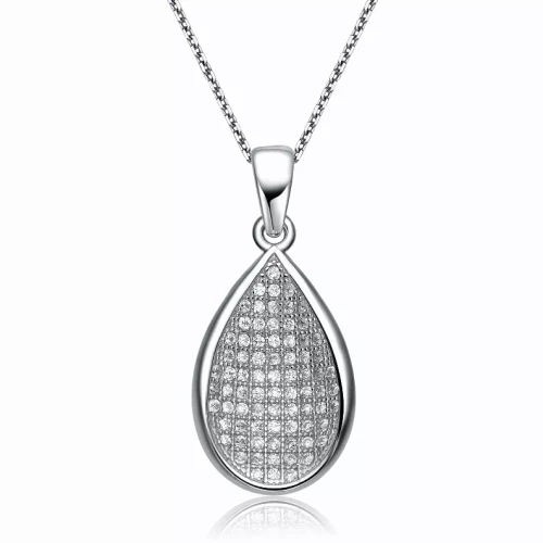 Collette Z Sterling Silver Cubic Zirconia Teardrop Paved Necklace