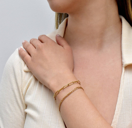 RICKY GOLD PAPERCLIP CHAIN BRACELET