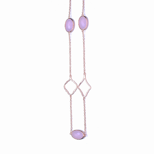 Collette Z Sterling Silver pink Cubic Zirconia Double Necklace