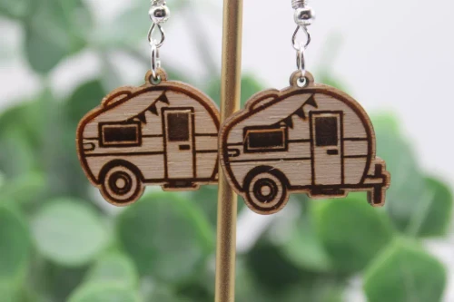 Camper Wood Dangle Earrings
