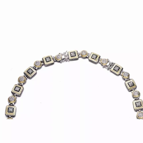 Collette Z Brass Cubic Zirconia Square Charm Necklace