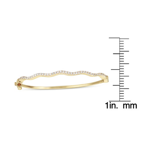 Collette Z Gold-plated Sterling Silver Cubic Zirconia Thin Wave Bangle